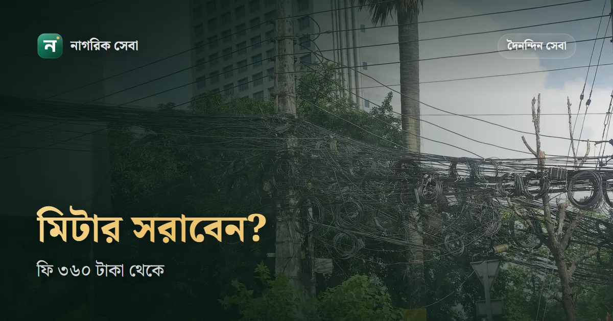 মিটার স্থানান্তর বা পরিবর্তনের আবেদন: এক ফেজে ৩৬০ টাকা, তিন ফেজে ৮৪০ টাকা ফি, চুরি হলে আগে জিডি