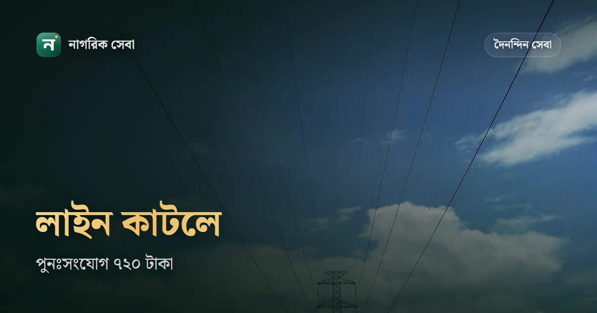 বিদ্যুৎ সংযোগ বিচ্ছিন্ন হলে করণীয়: বকেয়া মিটিয়ে এক ফেজে ৭২০ টাকা দিলে ১ কর্মদিবসে পুনঃসংযোগ